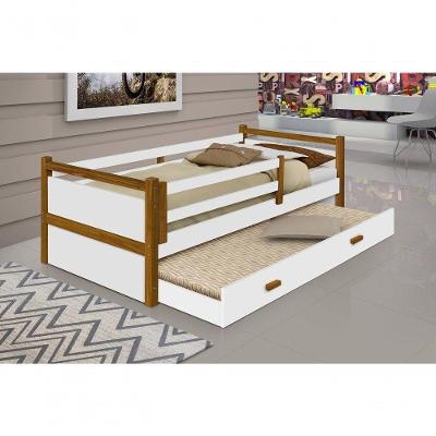 Cama Infantil Bianca com Cama Auxiliar MDF Branco-Mel Divaloto Móveis