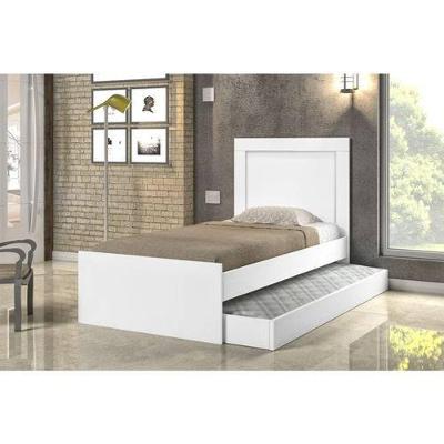 Cama Bibox Solteiro Luara com Cama Auxiliar em Madeira Branco Cambel Móveis
