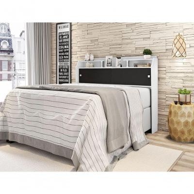 Cabeceira Flex Elisa Casal em MDF-MDP Branco e Preto com 6 Prateleiras Framar