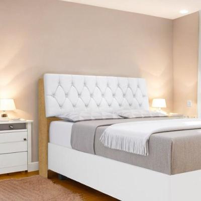 Cabeceira Estofada Ísis Queen Fixação no Box em MDF-MDP Naturalle Branco Framar