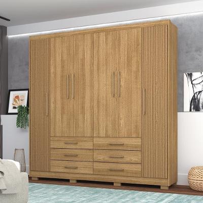 Guarda Roupa Casal Canada 6 Portas Giratórias 6 Gavetas MDP Nature Brisa Vila Rica