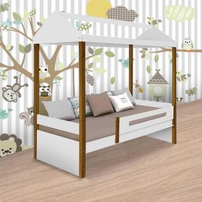 Cama Solteiro Casa Sara em Mdf Branco para Colchão 88cm X 188cm Sara Enxovais
