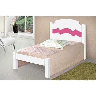 Cama Solteiro Iris 0,88cm em Madeira Branco-rosa Cambel Móveis