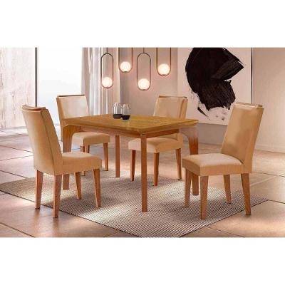 Conjunto de Jantar Londrina Curvo Dakota 4 Lugares Tampo em MDF Capuccino 120cm Móveis Rufato