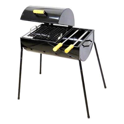 Churrasqueira a Carvao Portatil Aco Carbono com Grelha e 2 Espetos Preto Ouro Minas Master Grill