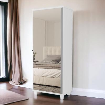 Organizador Solteiro e Closet Londres 1 Porta Giratória em MDF com Espelho Branco Luapa Móveis