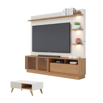 Conjunto Home para Tv e Mesa de Centro Campeche + Jeri 1 Porta 3 Prateleiras Mdp e Mdf Marrom