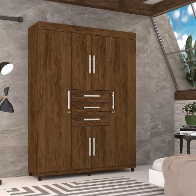 Guarda Roupa Casal Imperial 6 Portas de Bater 3 Gavetas MDP Imbuia Vila Rica