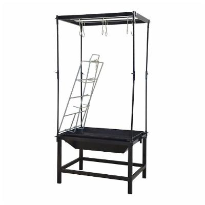 Churrasqueira Fogo Chao Portatil Aco Carbono com Lareira Varal e Suporte Costela Preto Ouro Minas