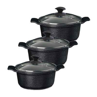 Jogo de Panelas Aa 26a30 Caçarola Alumínio Antiaderente Cerâmica 26 a 30cm Preto Javali
