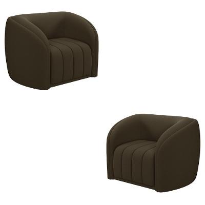 Kit 2 Poltronas Adam Decorativas Sala de Estar Veludo Marrom Confortavel Gran Belo