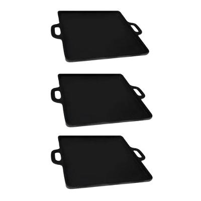 Kit 3 Bifeteiras 3X.1088-RIG Ferro Lisa Quadrada 30x30cm para Carnes Fogao Forno e Churrasqueira Rig
