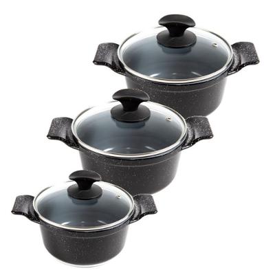Jogo de Panelas Aa 26a30 Caçarola Alumínio Antiaderente Cerâmica 26 a 30cm Preto Javali