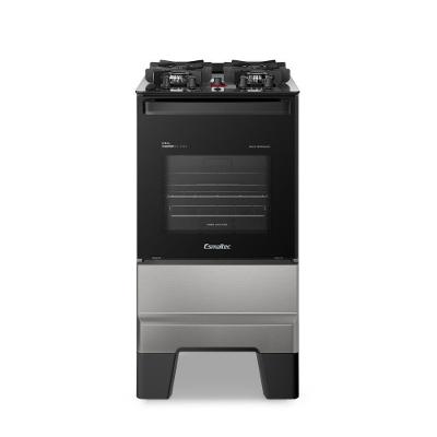 Fogão de Piso 4 Bocas a Gás Esmaltec Ideal Master Glass Mesa de Vidro Temperado Inox Bivolt