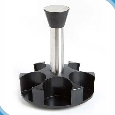 Porta Tempero Giratório Condimentos 6 Peças com Frascos Acrílicos 100ML para Cozinha Preto Shopmix