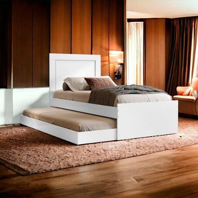 Cama Bibox Solteiro Luara com 02 Colchões em MDF Branco Cambel Móveis