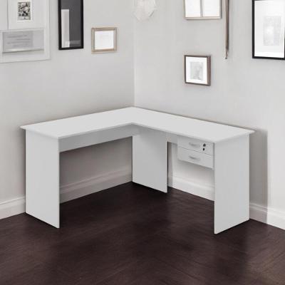 Escrivaninha em l Attuale 1 Gaveta Mdf Mdp 136cm Branco Plata Móveis