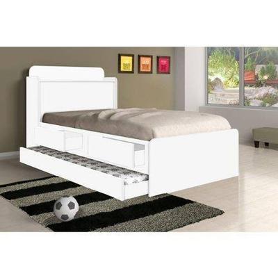 Cama Baú Solteiro Tamires com Cama Auxiliar Branco Cambel Móveis