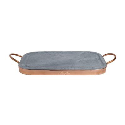 Grelha Retangular para Carnes AF2440INDSJ Pedra Sabao e Cobre Mesa 30x20x2cm Industria Sao Jose