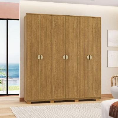 Guarda Roupa Casal Noronha 6 Portas de Bater 4 Gavetas em MDF Marrom Vila Rica