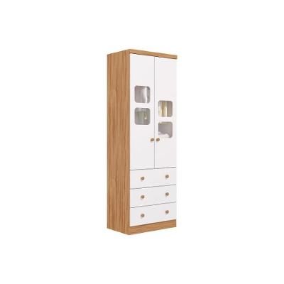 Guarda Roupa Infantil Uli 2 Portas de Bater 3 Gavetas Mdf Branco-Amendoa Móveis Peroba