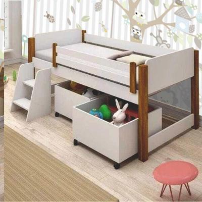 Cama Infantil Naty com Baús em MDF Branco e Mel Divaloto Móveis