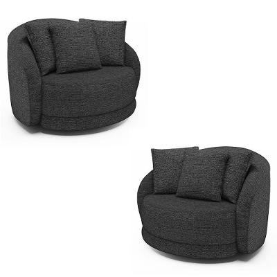 Kit 2 Poltronas Galáxia G45 Decorativas Base Giratória Linho Chumbo com Almofadas Gran Belo