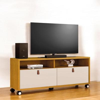 Rack Pequim para Tv 55 Polegadas 145cm com Gavetas e Rodízios Marrom Carmolar Móveis