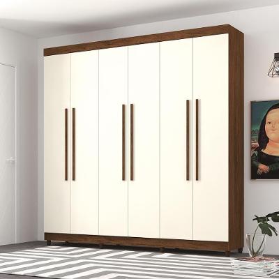 Guarda Roupa Casal Elegance 6 Portas de Bater 2 Gavetas MDP Imbuia Champanhe Vila Rica