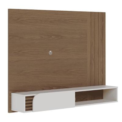 Home Suspenso Jurerê para Tv Até 60 Polegadas 136cm MDF MDP Ripado Amêndoa Off White Colibri Móveis