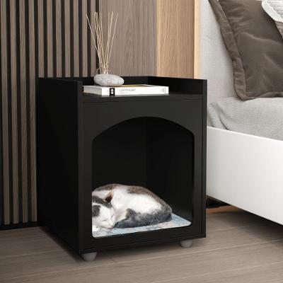 Mesa de Cabeceira Casinha de Pet para Cachorro e Gato MDF-MDP Preto Fosco Ofertamo Móveis