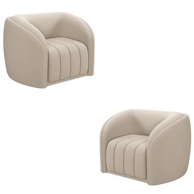 Kit 2 Poltronas Adam Decorativas Sala de Estar Veludo Bege Confortavel Gran Belo