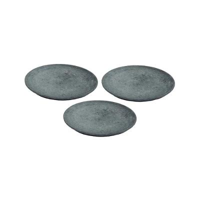 Kit 3 Pratos Raso Redondo Pedra Sabao 22cm para Sobremesa e Bolos Industria Sao Jose