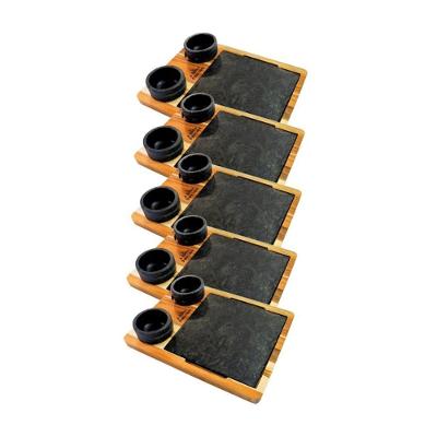 Kit Tábua 5 Peças 25x25cm Pedra Sabão Antiaderente para Carnes Cinza Industria São Jose