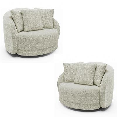 Kit 2 Poltronas Galaxia G45 Decorativas Boucle Off White Base Giratoria Confortavel Gran Belo