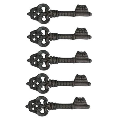 Kit 5 Chaves Decorativas No 02 Enfeite em Ferro Fundido 26cm Marrom Fundição Jodoal