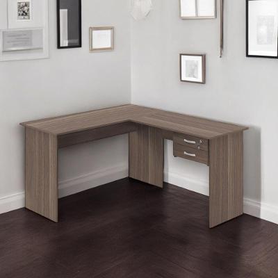 Mesa para Computador em l Attuale Moderna 1 Gaveta MDP MDF 136cm Branco Plata Móveis