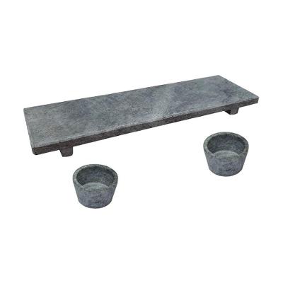 Kit Tabua Gourmet 38E2X16INDSJ em Pedra Sabao com Molheiras para Servir Quente Ou Frio Industria Sao