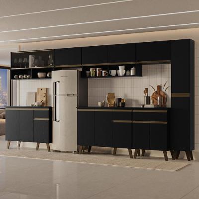 Cozinha Completa Atlanta Terrace 16 Portas 3 Gavetas MDF MDP 360.5cm Preto Touch Móveis Carraro