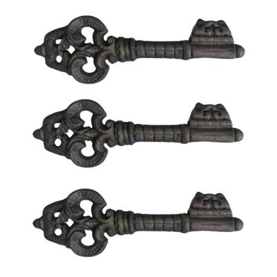 Kit 3 Chaves Decorativas No 02 Enfeite em Ferro Fundido 26cm Marrom Fundição Jodoal