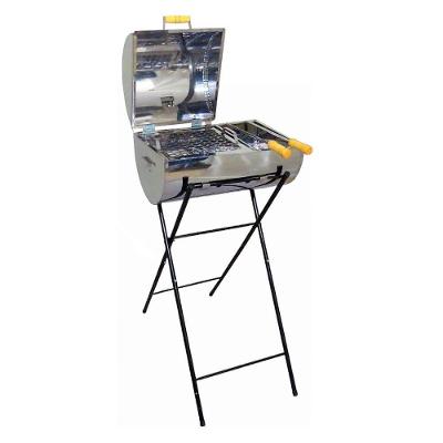 Churrasqueira a Carvão Portátil Aço Inox com 2 Espetos Inox Ouro Minas Master Grill Mista