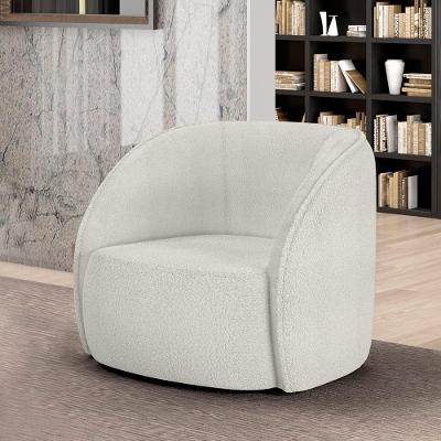 Poltrona Decorativa Clarke para Sala em Bouclê Confortável Offwhite Gran Belo