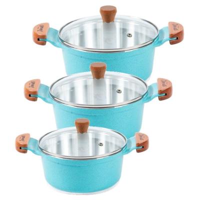 Jogo Panelas Azul Am26a30 Cacarolas Alumínio Fundido Usinado 26cm 28cm 30cm Javali