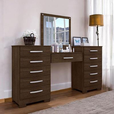 Conjunto para Quarto de Cômodas e Penteadeira Floratta 5 Gavetas Marrom Malbec