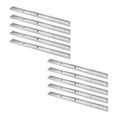 Kit 10 Ralo Grelha Linear 7017X10GDA Drenagem Alumínio Polido Prata GDA Industria e Distribuidora