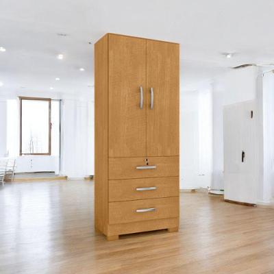 Roupeiro Solteiro e Closet Louvre 2 Portas 2 Gavetas em MDF Marrom Naturalle