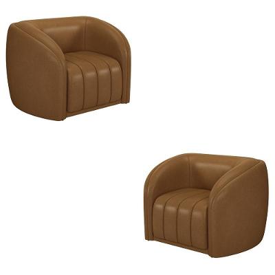 Kit 2 Poltronas Decorativas Adam G45 Sala de Estar Couro Sintetico Caramelo Gran Belo