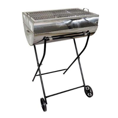 Churrasqueira a Carvao Portatil Aco Inox com Grelha e Carrinho Inox Ouro Minas F064IOM