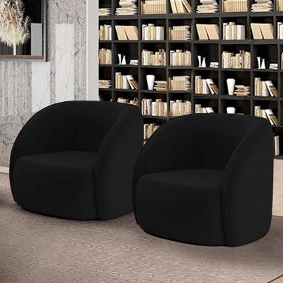 Kit 2 Poltronas Decorativas Clarke em Veludo Preto para Sala de Estar Gran Belo