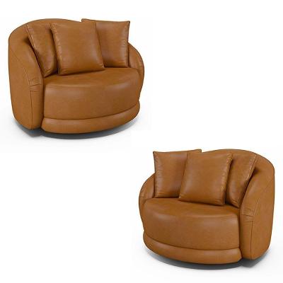 Kit 2 Poltronas Galáxia G45 Decorativas Base Giratória Couro Sintético Caramelo Gran Belo